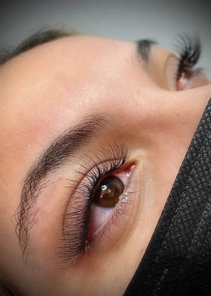 Wispy lash extensions, side view